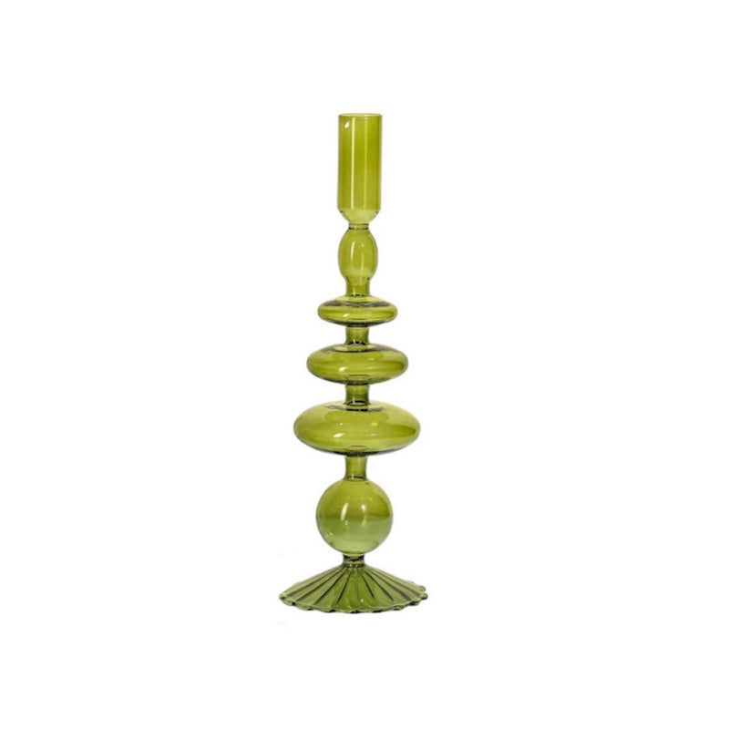vintage, style, green, candlestick holder, glass, bubble, candle holder, tabletop, home decor, gift set, mix and match, champagne glass, decor, la maison rebelle, art gallery, gift shop, los angeles.