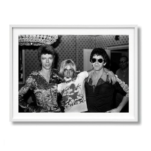 David Bowie, Iggy Pop and Lou Reed, Dorchester Hotel, London 1972. Hand Signed by Mick Rock - Rare