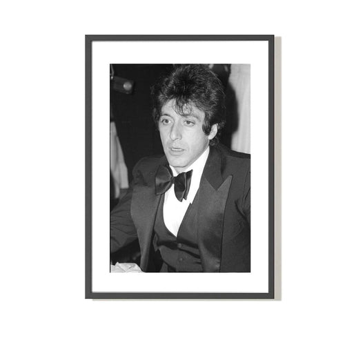 Black and white framed Fine art print of Actor Al Pacino in a tuxedo in NYC. 
