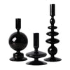 Black onyx vintage style candlestick holder, glass, set of 3, bubble, candle holder, tabletop, home decor, gift set, mix and match, champagne glass, decor, la maison rebelle, art gallery, gift shop, los angeles.  