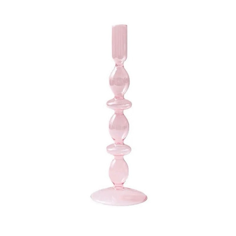 pink, vintage, style, green, candlestick holder, glass, bubble, candle holder, tabletop, home decor, gift set, mix and match, champagne glass, decor, la maison rebelle, art gallery, gift shop, los angeles.  Edit alt text