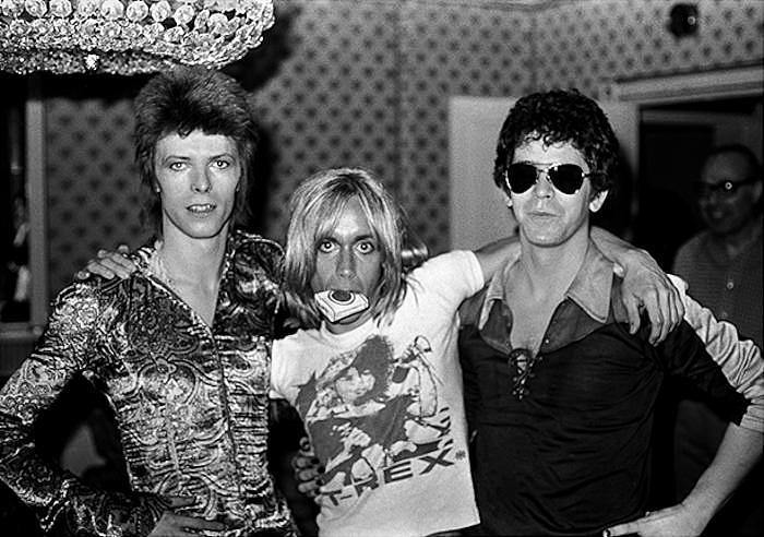 Mick Rock signed, art for sale, David Bowie, Iggy Pop and Lou Reed, Dorchester Hotel, London 1972.