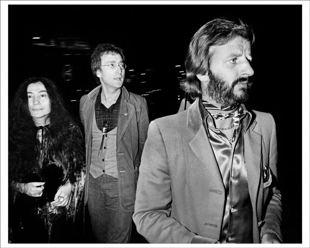 ringo star, john lennon, yoko ono, black and white photograph, signed print, limited edition, la mains rebelle gallery, photo by brad elterman, photographer, home decor, fine art, limited edition, los angeles.