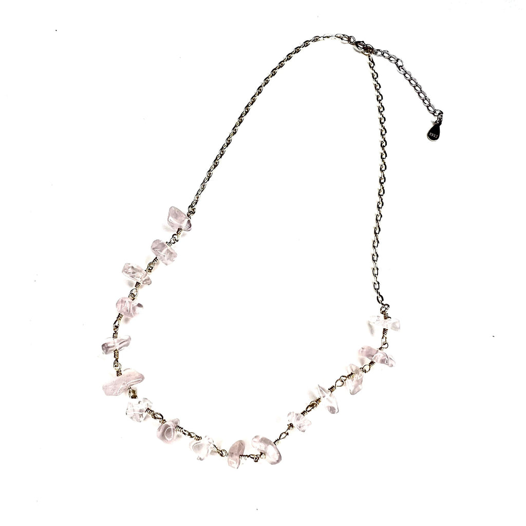 Rose Quartz 925 Sterling Silver Choker Necklace - LA MAISON REBELLE